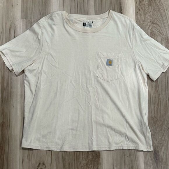 Carhartt Loose Fit Pocket Tee Shirt Cream Women’s Large - Picture 1 of 2